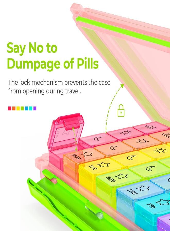 AUV0N AUVON iMedassist Moisture-Proof Weekly Pill Organizer 4 Times a Day, Large 7 Day Pill Box Portable for Travel with Removable Individual Pill Containers to Hold Vitamins, Supplements and Medication - Image 4